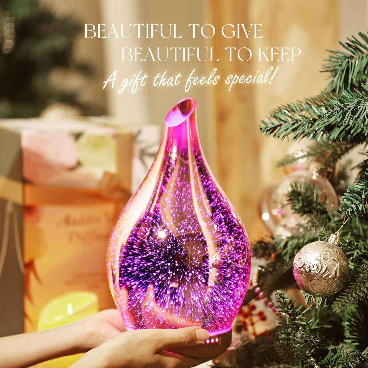 Essential Oil Diffuser 280Ml Handmade Glass Diffuser 7H Runtime