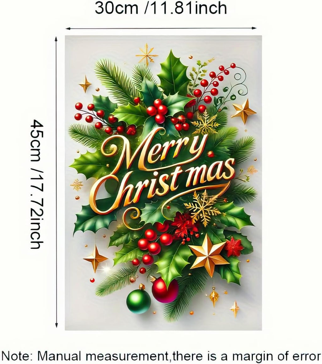 Christmas Garden Flag 12X18 Inch, Holly Berry Holiday Yard Decor