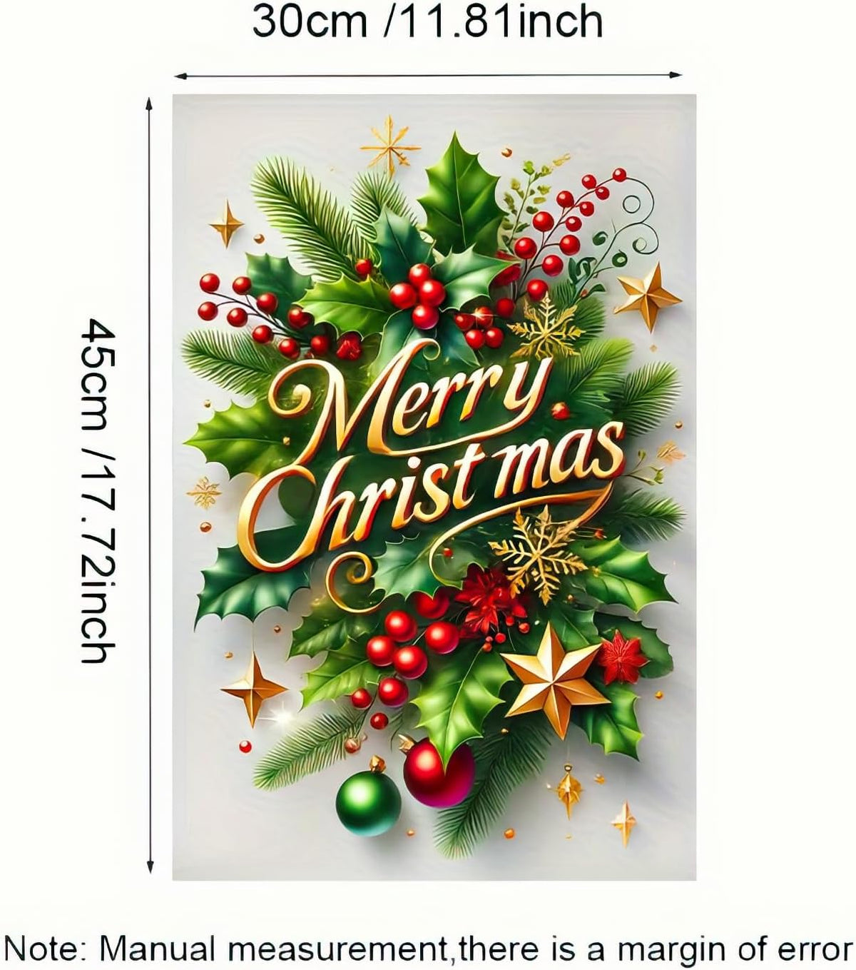 Christmas Garden Flag 12X18 Inch, Holly Berry Holiday Yard Decor
