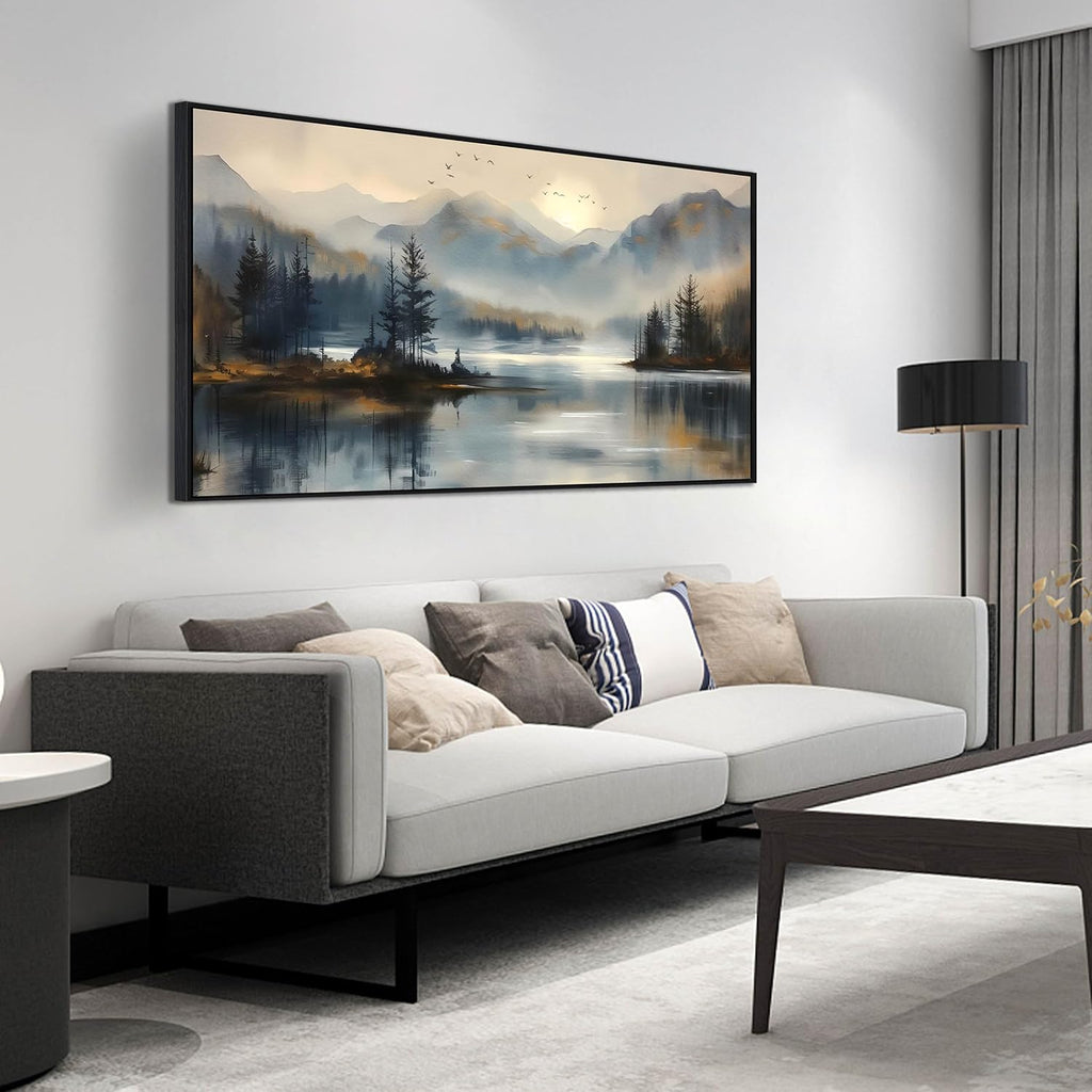 Landscape Wall Art for Living Room - Mountain Art Wall Decor for Office - Large Picture Frames for Wall Size 29" X 59"