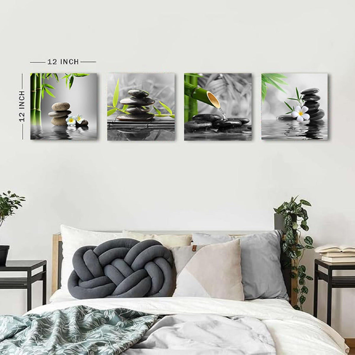 Bathroom Wall Art Black and White Wall Decor Zen Artwork Buddha Green Canvas ...
