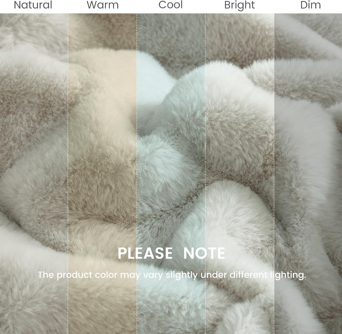 Deluxe Sheared Rabbit Faux Fur Throw Blanket, Soft Fuzzy High-Low Sculpted Plush Blanket for Couch, Cozy Home Accent, All Season Use, Beige 50"X60"