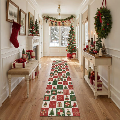 2X3 Christmas Rug for Entryway, Antique Red Mat Washable Non Slip