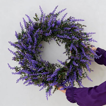 26" Purple Lavender and Eucalyptus Wreath - Artificial Farmhouse Front Door Decor for Porch, Window, Wall | Spring, Summer, Fall Home Decor Gift