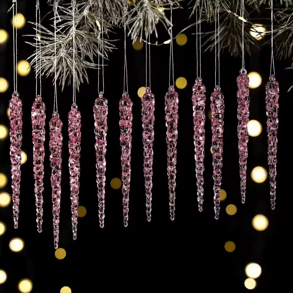 12/24/36Pcs Crystal Clear Christmas Tree Ornaments Icicle Decorations for Holiday & Winter Party Decor Holiday Decorations