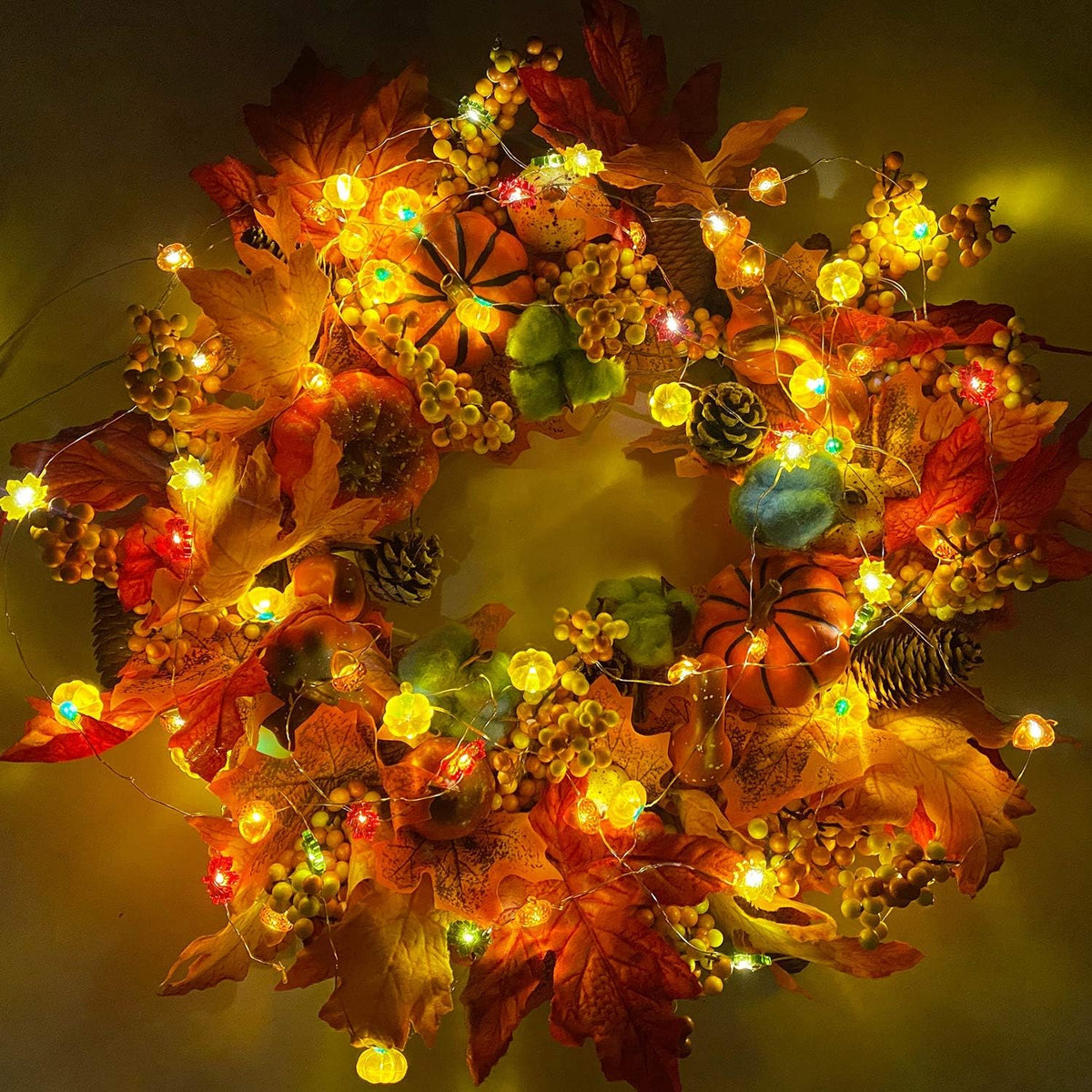 Enchanting 20 LED 3D Pumpkin Fall Lights - 6.56Ft Thanksgiving Home Decor