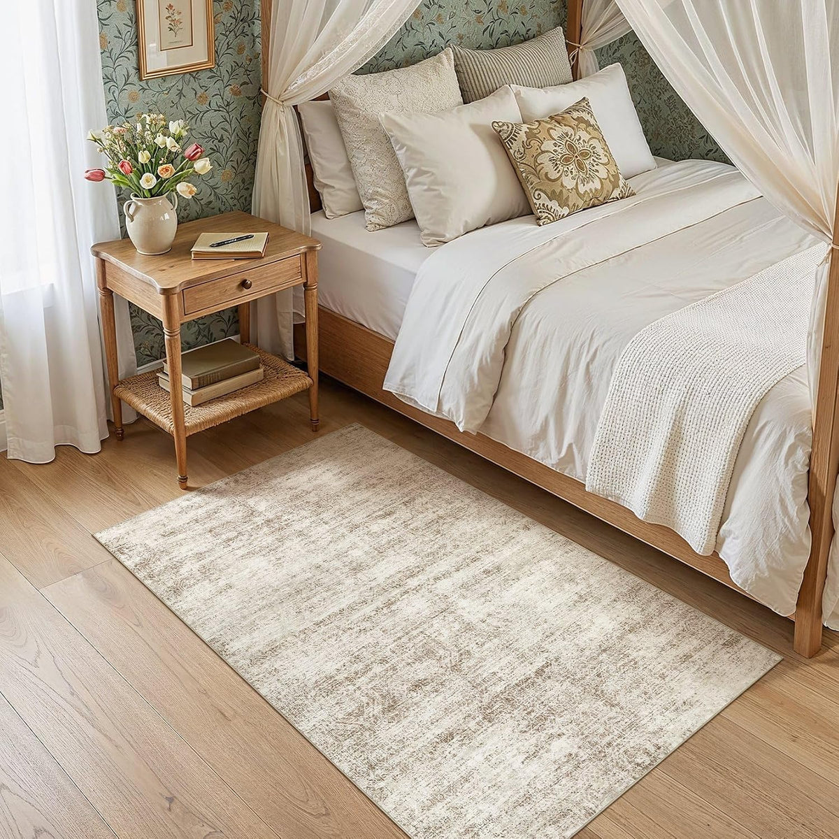 3X5 Area Rug: Washable Non Slip Soft Abstract Brown Entry Rugs
