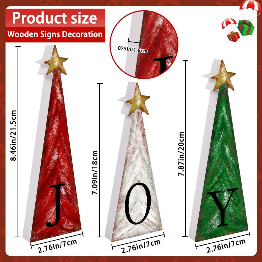 3 PCS Christmas Tree Wooden Tabletop Decoration Party Supplies