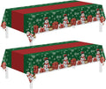 2 Pack Christmas Tablecloth,Disposable Plastic Tablecloth 54" X 108" Christmas Decorations Xmas Party Supply,Snowman Green Table Cloth,Plastic Table Cover for Indoor,Outside,Home,Dinner,Party