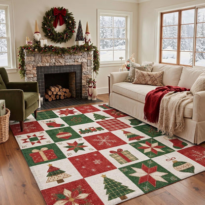 2X3 Christmas Rug for Entryway, Antique Red Mat Washable Non Slip