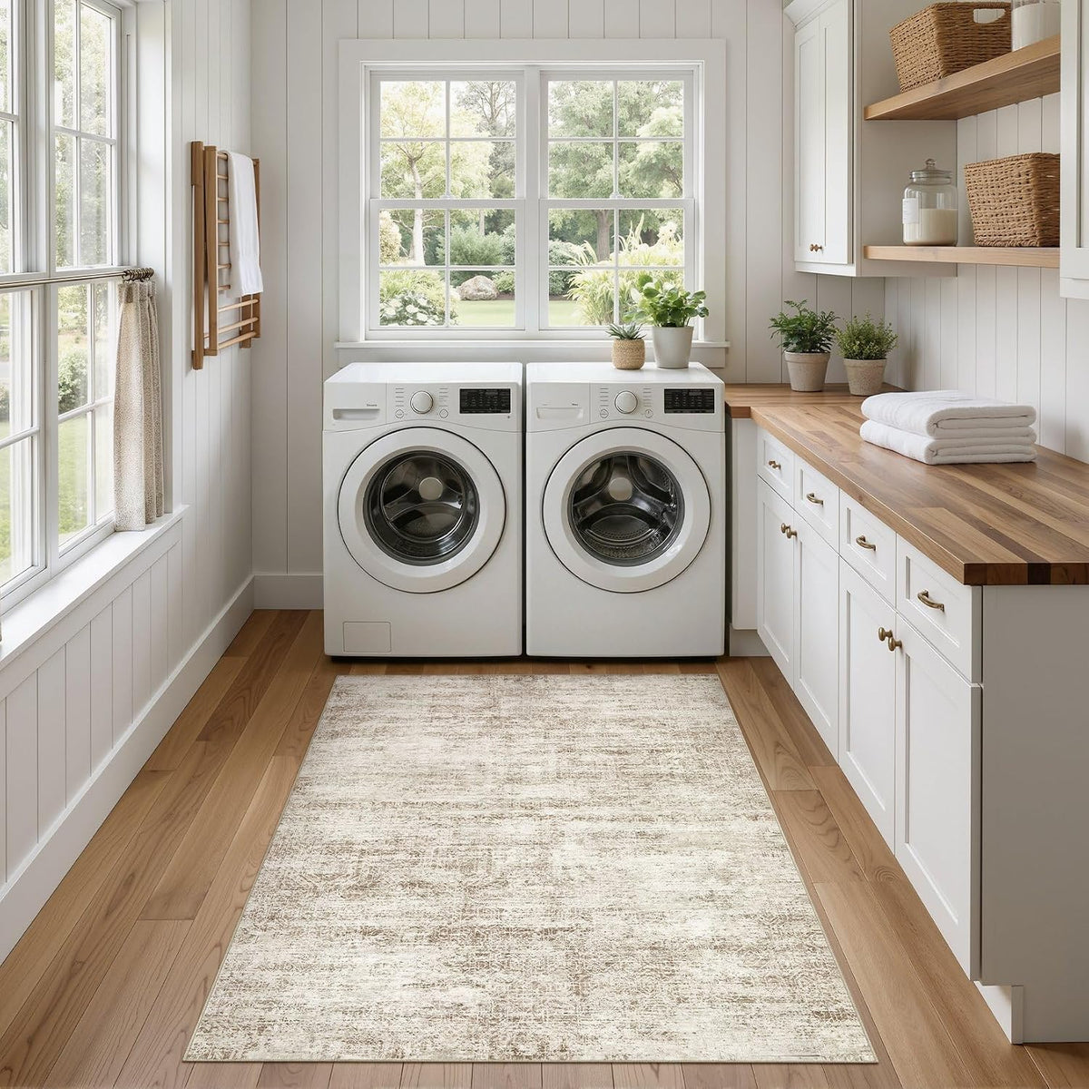 3X5 Area Rug: Washable Non Slip Soft Abstract Brown Entry Rugs