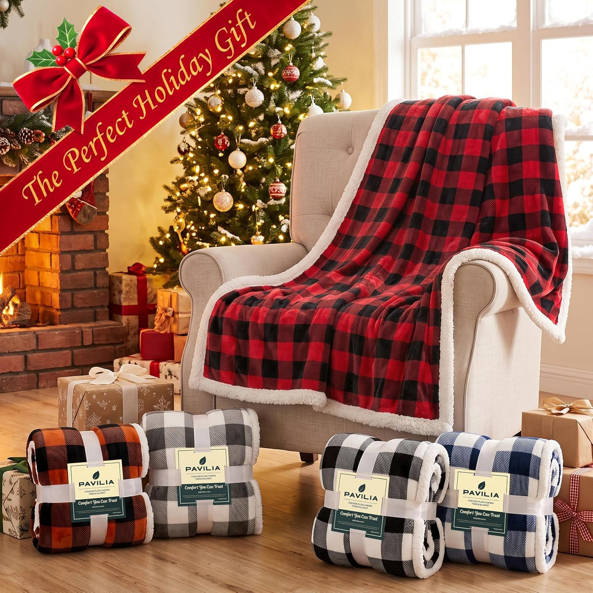 Checkered Sherpa Throw Blanket Couch Sofa Bed, Black White, 50X60