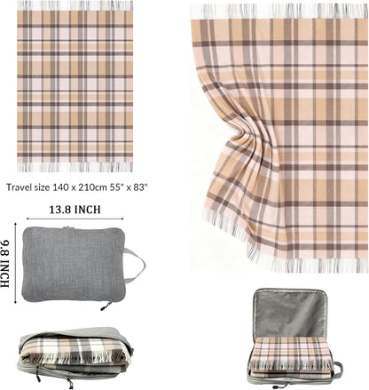 Pure Wool Throw Blanket Plaid Tartan Blankets 55X83 Inch,1.5Lb