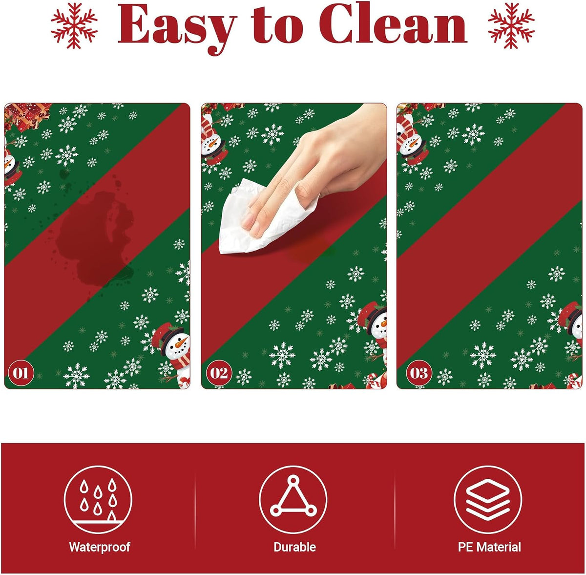 2 Pack Christmas Tablecloth,Disposable Plastic Tablecloth 54" X 108" Christmas Decorations Xmas Party Supply,Snowman Green Table Cloth,Plastic Table Cover for Indoor,Outside,Home,Dinner,Party