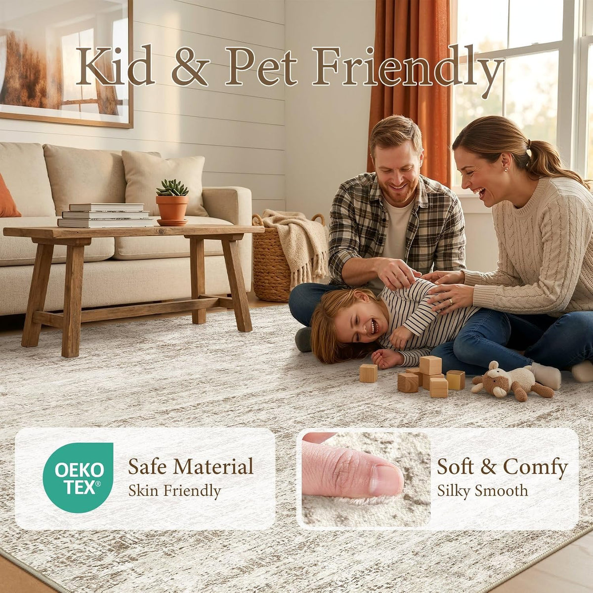 3X5 Area Rug: Washable Non Slip Soft Abstract Brown Entry Rugs