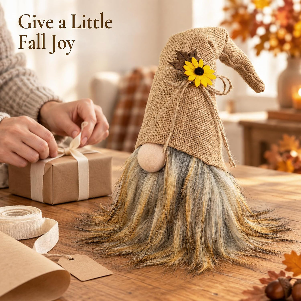 Plush Fall Gnome, Rustic Thanksgiving Decorations for Home