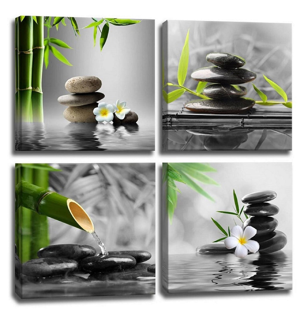 Bathroom Wall Art Black and White Wall Decor Zen Artwork Buddha Green Canvas ...