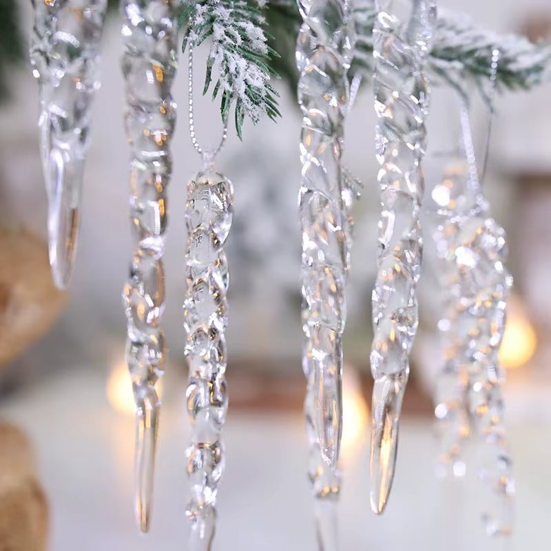 12/24/36Pcs Crystal Clear Christmas Tree Ornaments Icicle Decorations for Holiday & Winter Party Decor Holiday Decorations