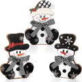 3 Pcs Christmas Wood Centerpieces for Tables Wooden Snowman Table Decor Rustic Merry Xmas Tabletop Signs Block Winter Desktop Decorations Indoor Tiered Tray Office Desk Shelf Home Mantel Holiday Party