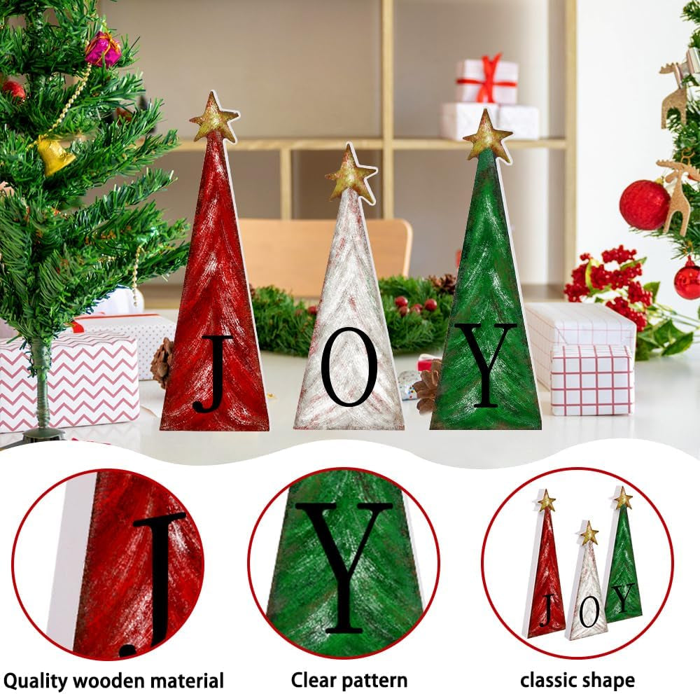 3 PCS Christmas Tree Wooden Tabletop Decoration Party Supplies