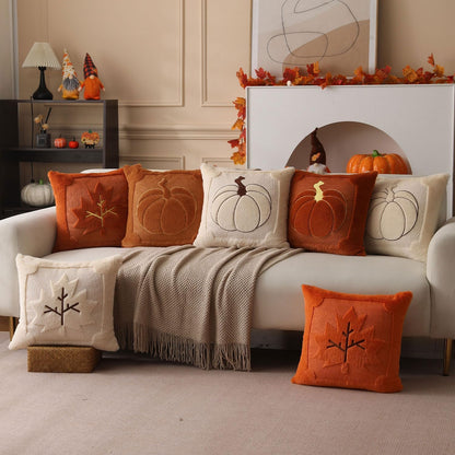 Rust Pumpkin Fall Pillow Covers - 18x18  Home Decor for Autumn Charm