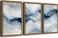 Blue Abstract Wall Art, Modern Navy Blue Abstract Canvas Wall Decor Paintings, Neutral Minimalist Texture Posters Prints Pictures for Living Room Bedroom Office Home Decor 16X24 Inch Wood Framed