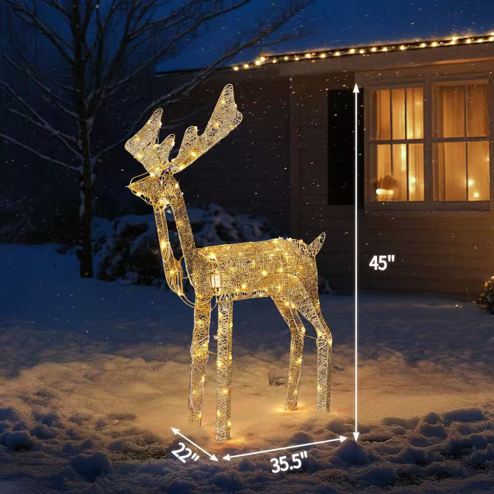 3. 6Ft Pre-Lit Golden Motorized Reindeer Christmas Decor with Shaking Head