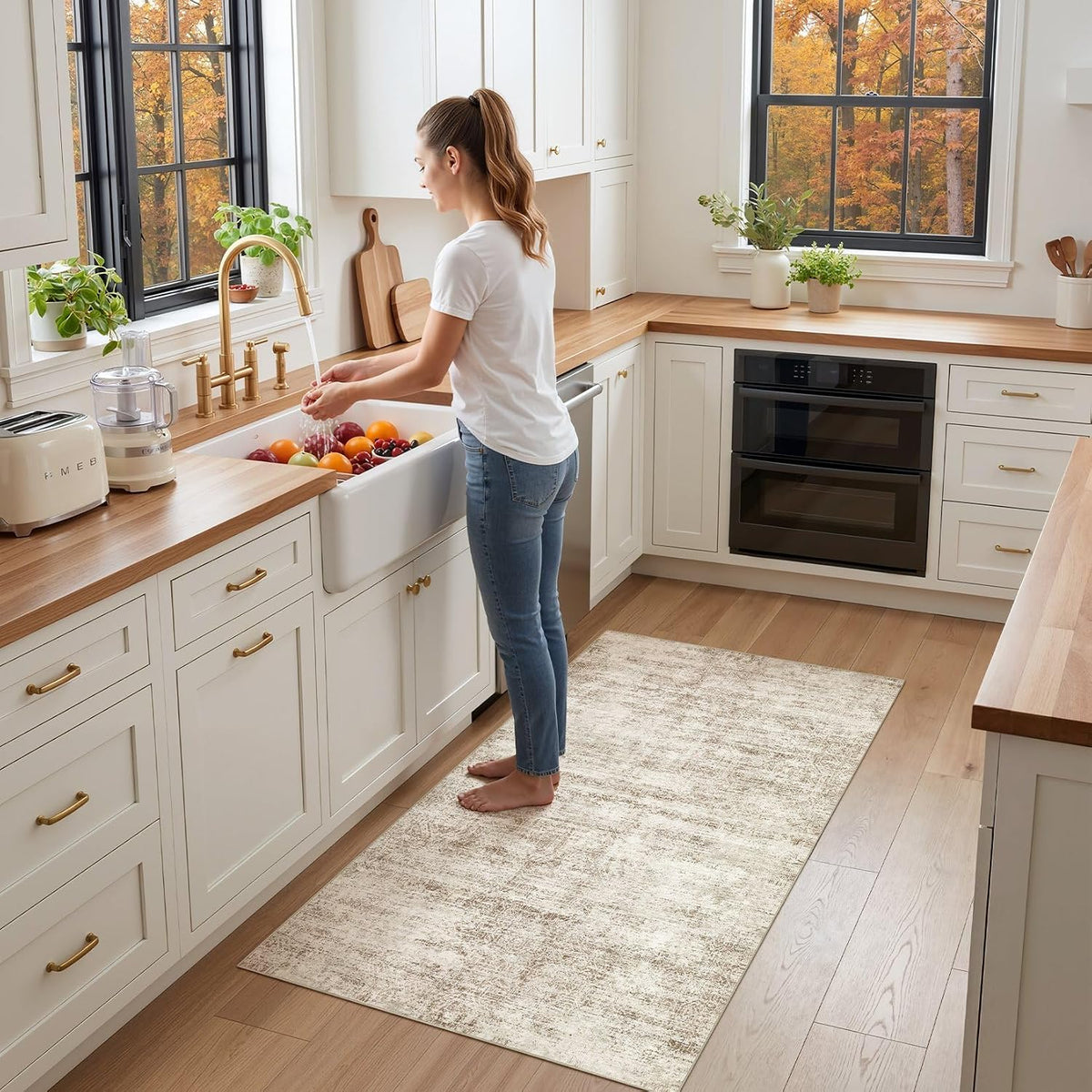 3X5 Area Rug: Washable Non Slip Soft Abstract Brown Entry Rugs