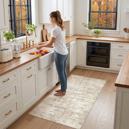 3X5 Area Rug: Washable Non Slip Soft Abstract Brown Entry Rugs