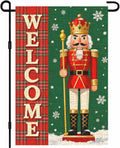Christmas Nutcracker Santa Plaid Garden Flag 12X18 Inch Yard Decor