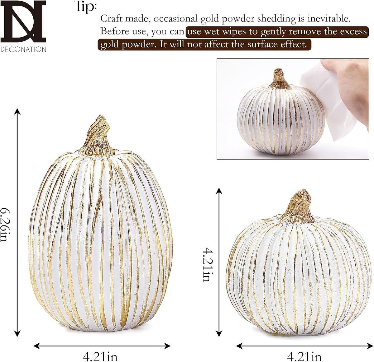 White and Gold Fall Pumpkin Decoration for Table Centerpieces