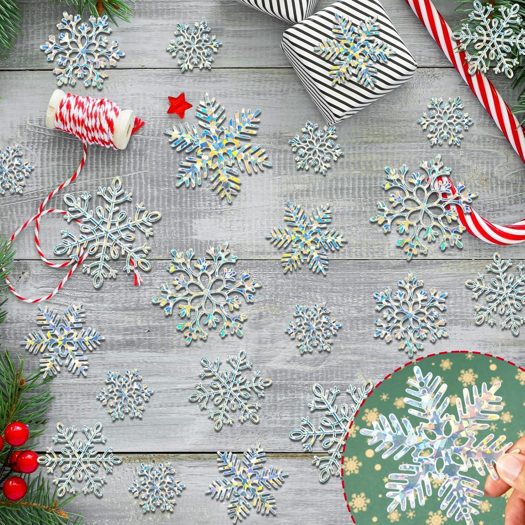 36 Pack Christmas Ornaments Snowflakes Decorations - Iridescent Plastic Snowflakes Hanging Decorations for Winter Holiday Christmas Birthday Party Decoration Supplies