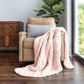 Beddings Oversized Chunky Knit Throw Blanket Acrylic Hypoallergenic - 47'' X 59'' Cozy Home Accent for Snuggling, Lounging, and Stylish Décor (Blush)