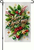 Christmas Garden Flag 12X18 Inch, Holly Berry Holiday Yard Decor