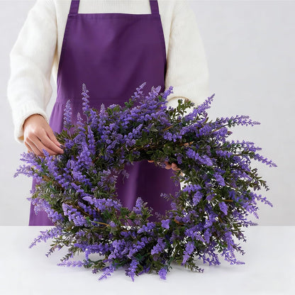 26" Purple Lavender and Eucalyptus Wreath - Artificial Farmhouse Front Door Decor for Porch, Window, Wall | Spring, Summer, Fall Home Decor Gift
