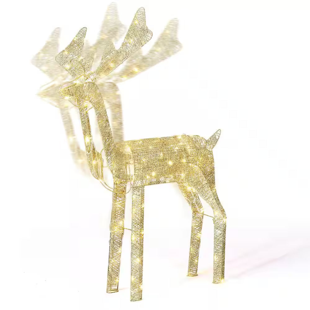 3. 6Ft Pre-Lit Golden Motorized Reindeer Christmas Decor with Shaking Head