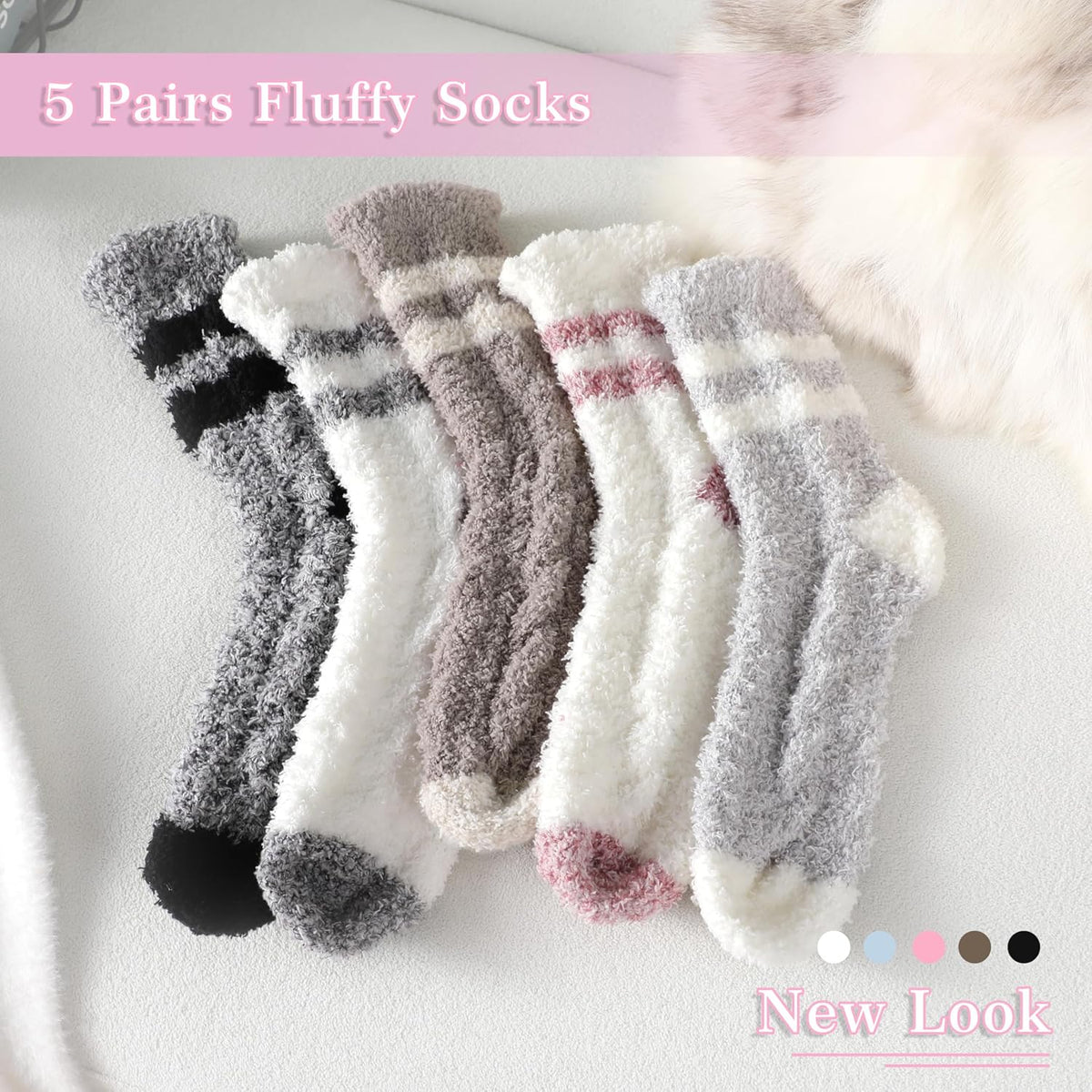 Fuzzy Socks for Women - Fluffy Cozy Slipper Socks for Women, Women'S Ultra Soft Winter Thick Warm Fuzzy Sleeping Sock for Home, Candy Colorful