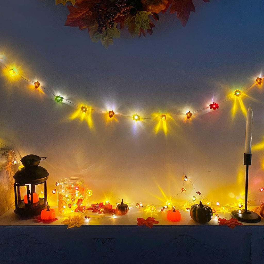 Enchanting 20 LED 3D Pumpkin Fall Lights - 6.56Ft Thanksgiving Home Decor