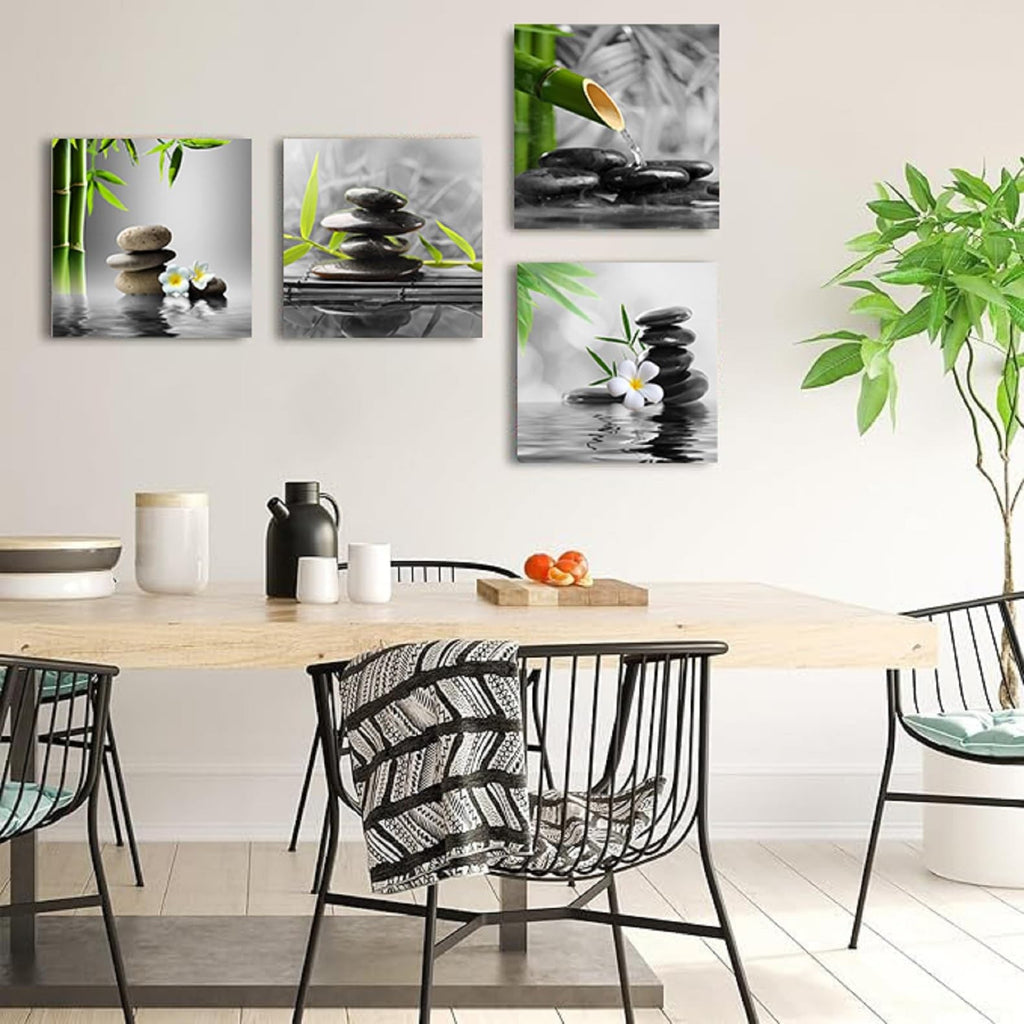 Bathroom Wall Art Black and White Wall Decor Zen Artwork Buddha Green Canvas ...