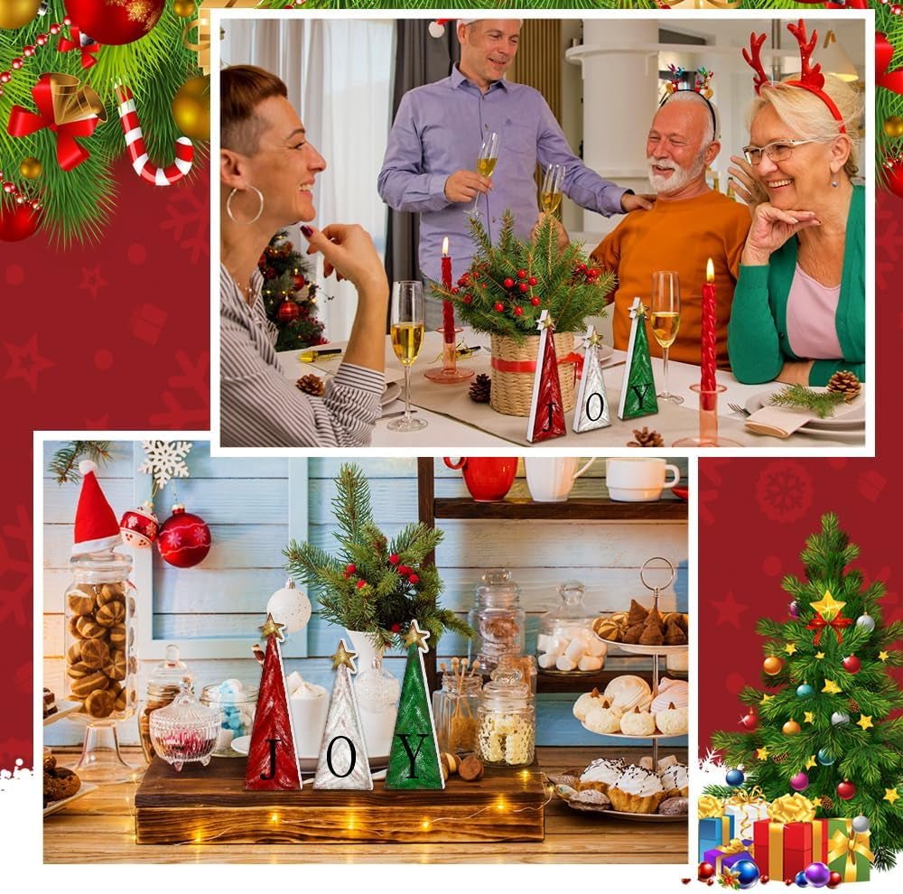 3 PCS Christmas Tree Wooden Tabletop Decoration Party Supplies