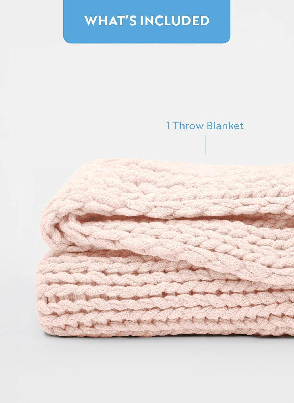 Beddings Oversized Chunky Knit Throw Blanket Acrylic Hypoallergenic - 47'' X 59'' Cozy Home Accent for Snuggling, Lounging, and Stylish Décor (Blush)