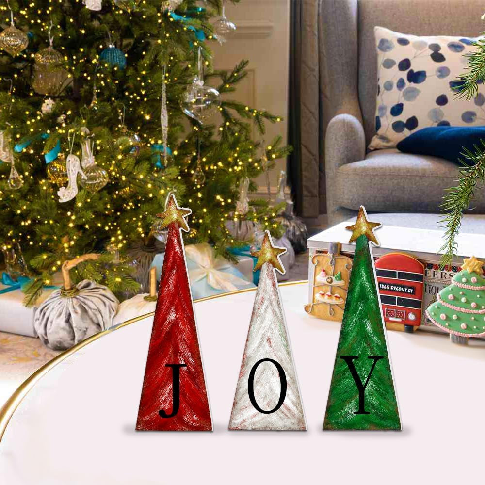 3 PCS Christmas Tree Wooden Tabletop Decoration Party Supplies