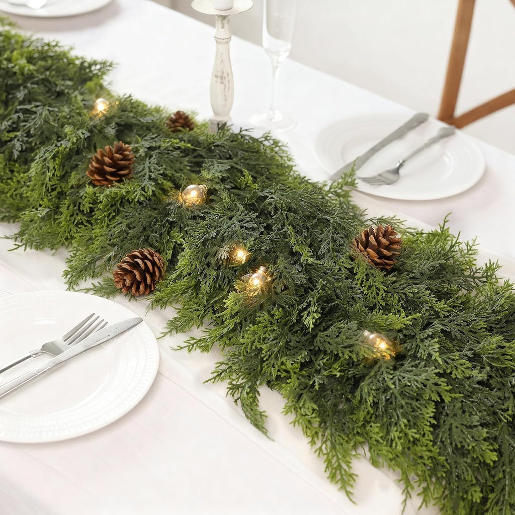 1Pcs 16FT Lifelike Touch Artificial Cedar Garland for Christmas Home Decor