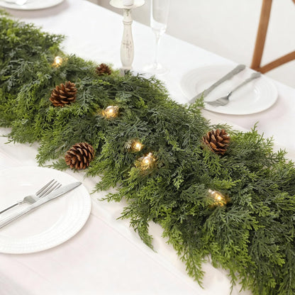 1Pcs 16FT Lifelike Touch Artificial Cedar Garland for Christmas Home Decor