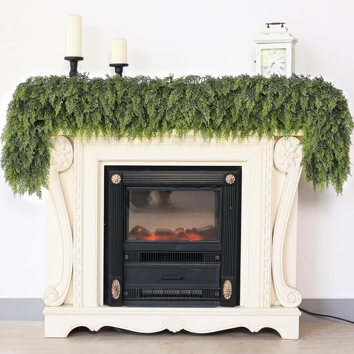 1Pcs 16FT Lifelike Touch Artificial Cedar Garland for Christmas Home Decor