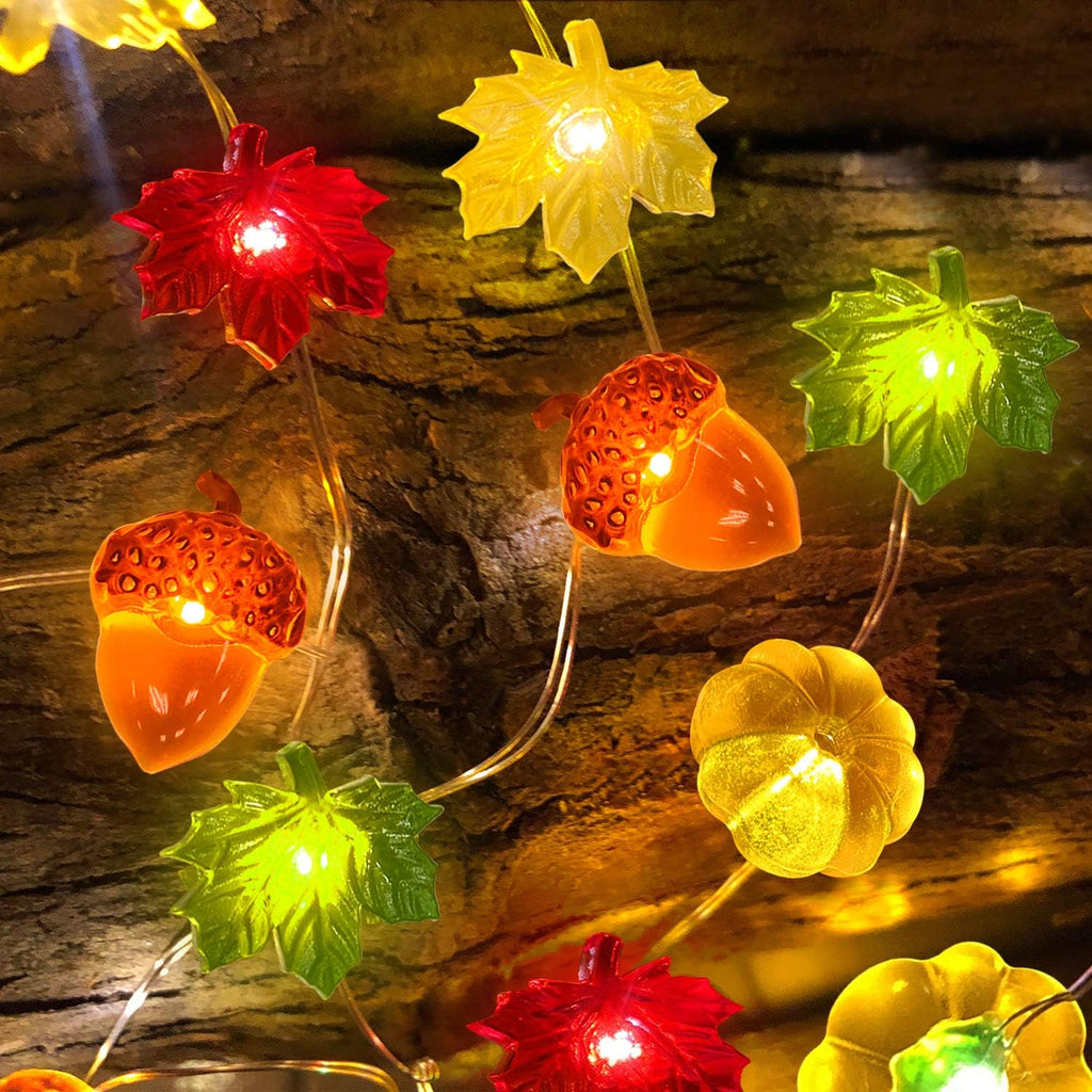 Enchanting 20 LED 3D Pumpkin Fall Lights - 6.56Ft Thanksgiving Home Decor