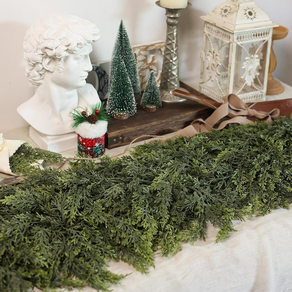 1Pcs 16FT Lifelike Touch Artificial Cedar Garland for Christmas Home Decor
