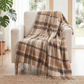 Pure Wool Throw Blanket Plaid Tartan Blankets 55X83 Inch,1.5Lb