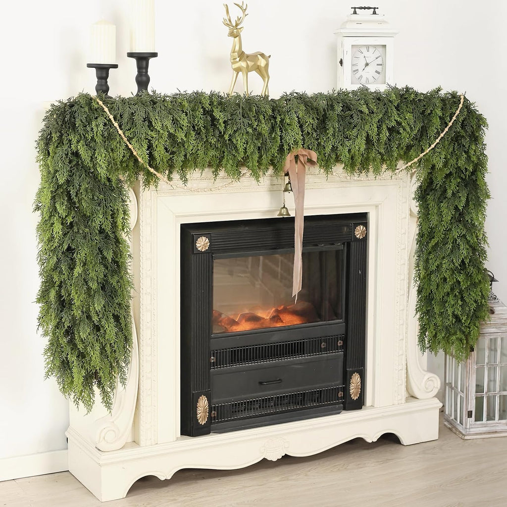 1Pcs 16FT Lifelike Touch Artificial Cedar Garland for Christmas Home Decor