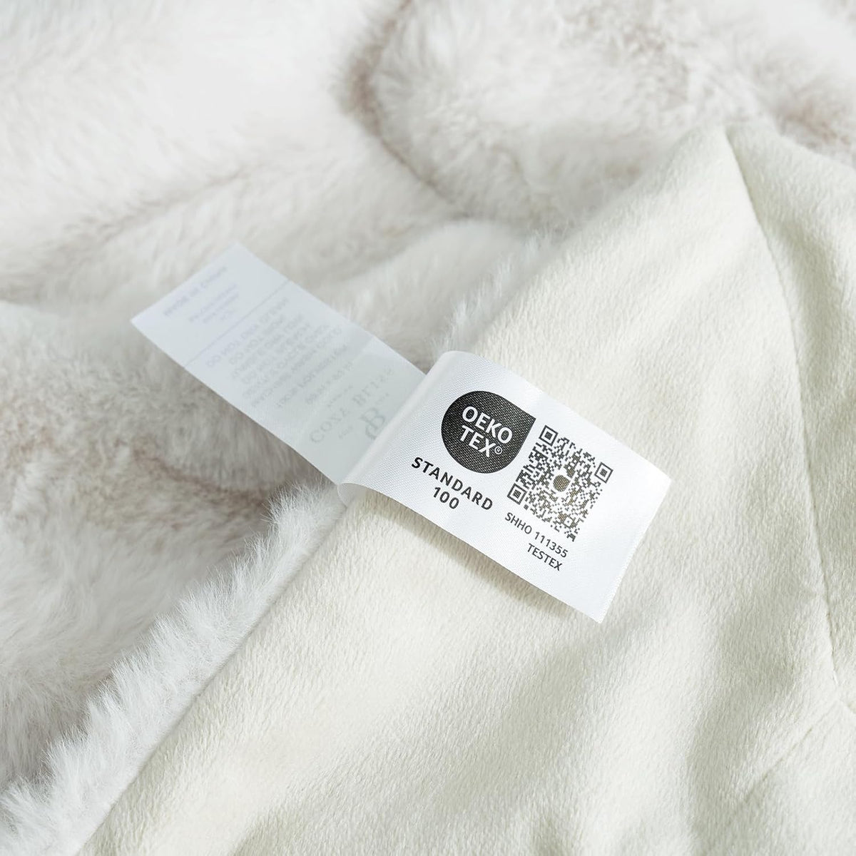 Deluxe Sheared Rabbit Faux Fur Throw Blanket, Soft Fuzzy High-Low Sculpted Plush Blanket for Couch, Cozy Home Accent, All Season Use, Beige 50"X60"